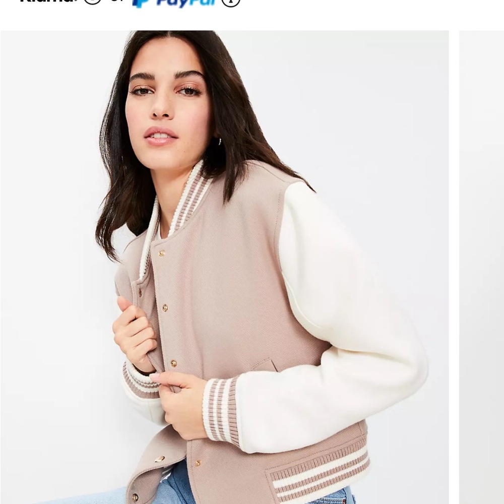 LOFT Colorblock Twill Bomber Jacket